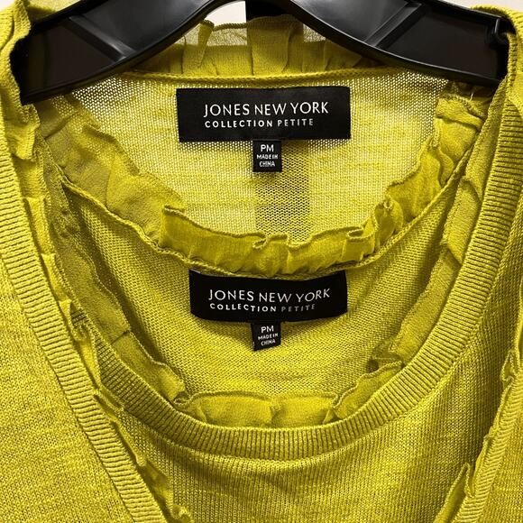 Jones New York Women’s Twin Set Cardigan & Shell Green Size Medium Petite - Picture 2 of 7